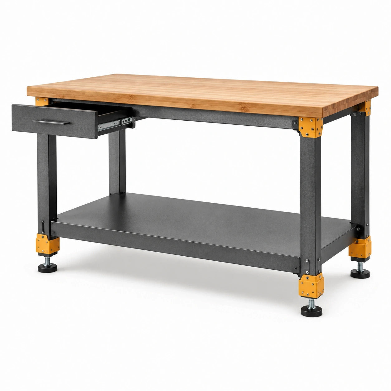 Banco da lavoro in legno e metallo con cassetto 120x60x85 cm
