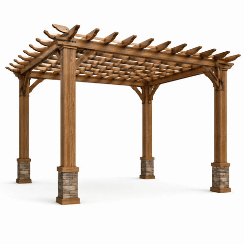 Pergola in Legno con Colonne in Pietra