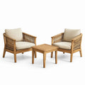 Set da giardino in legno di teak con 2 poltrone e tavolino