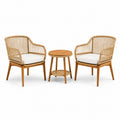 Set da giardino in legno e rattan con sedie e tavolino