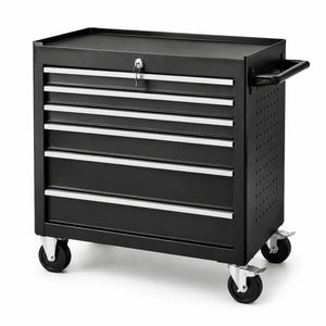 Carrello portautensili in metallo nero con 6 cassetti
