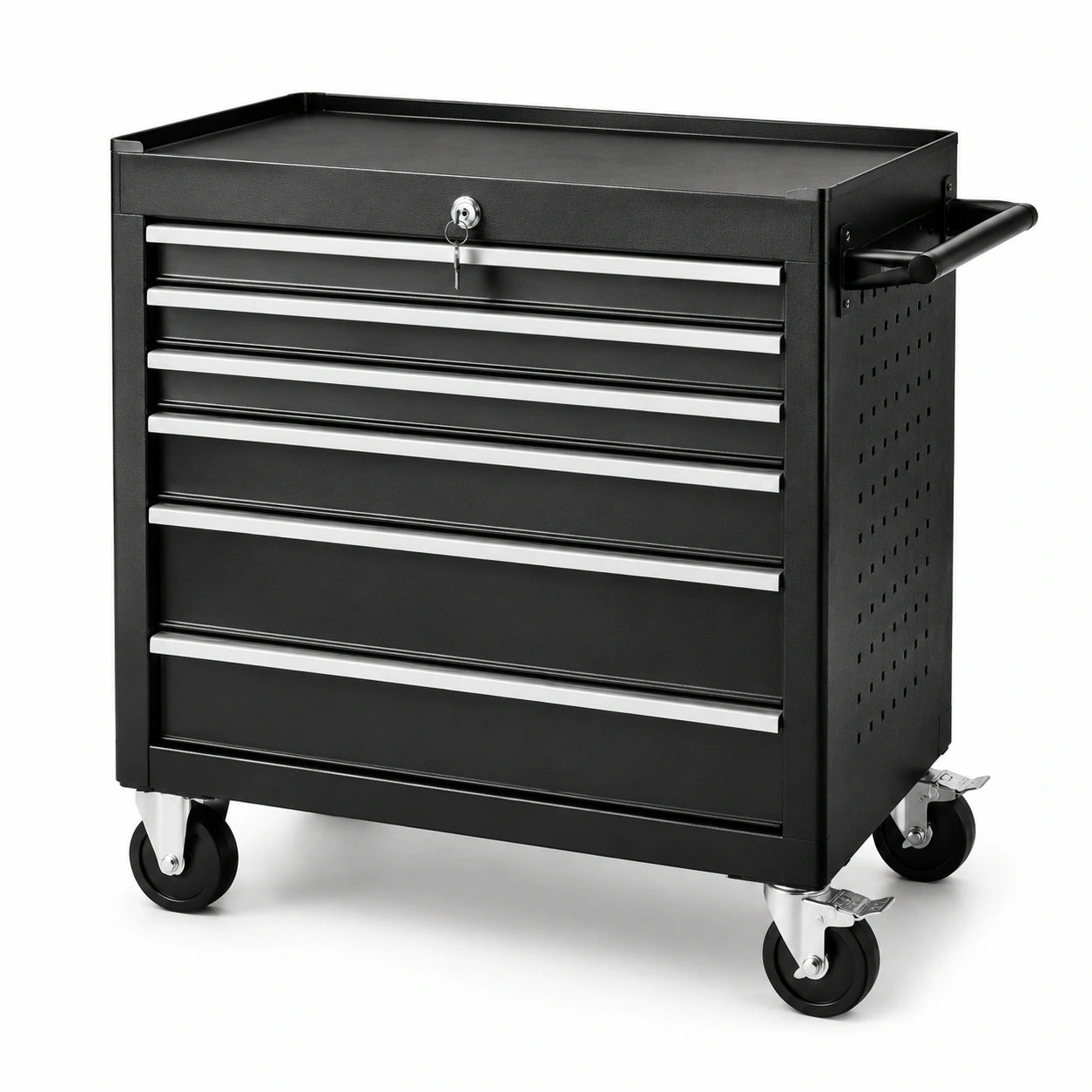 Carrello portautensili in metallo nero con 6 cassetti