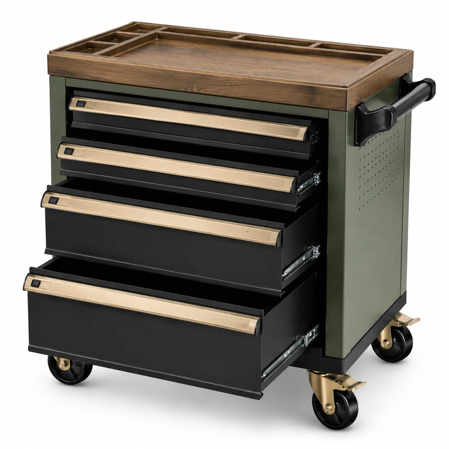 Carrello portautensili in metallo con 4 cassetti