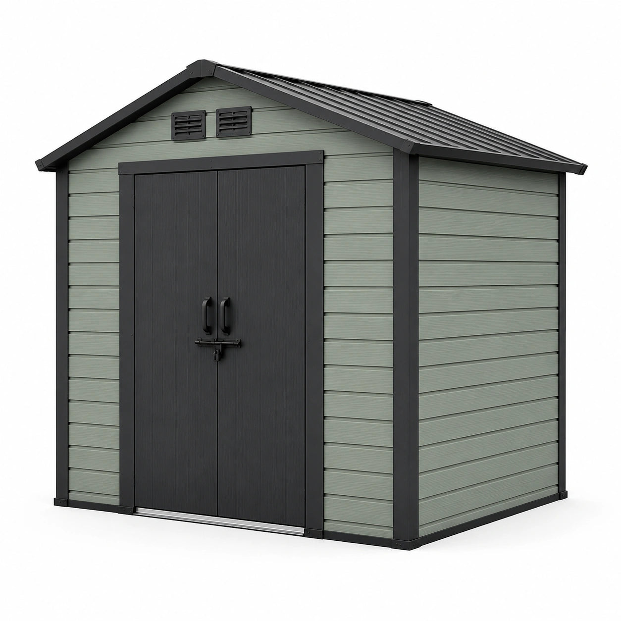 Capanno da giardino in plastica verde e grigio 185x152x226 cm