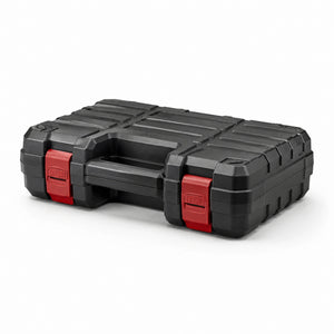 Cassetta degli attrezzi in plastica nera con chiusure rosse 50x30x15 cm