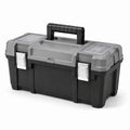 Cassetta degli attrezzi in plastica nero/grigio 45x25x22 cm