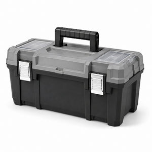 Cassetta degli attrezzi in plastica nero/grigio 45x25x22 cm