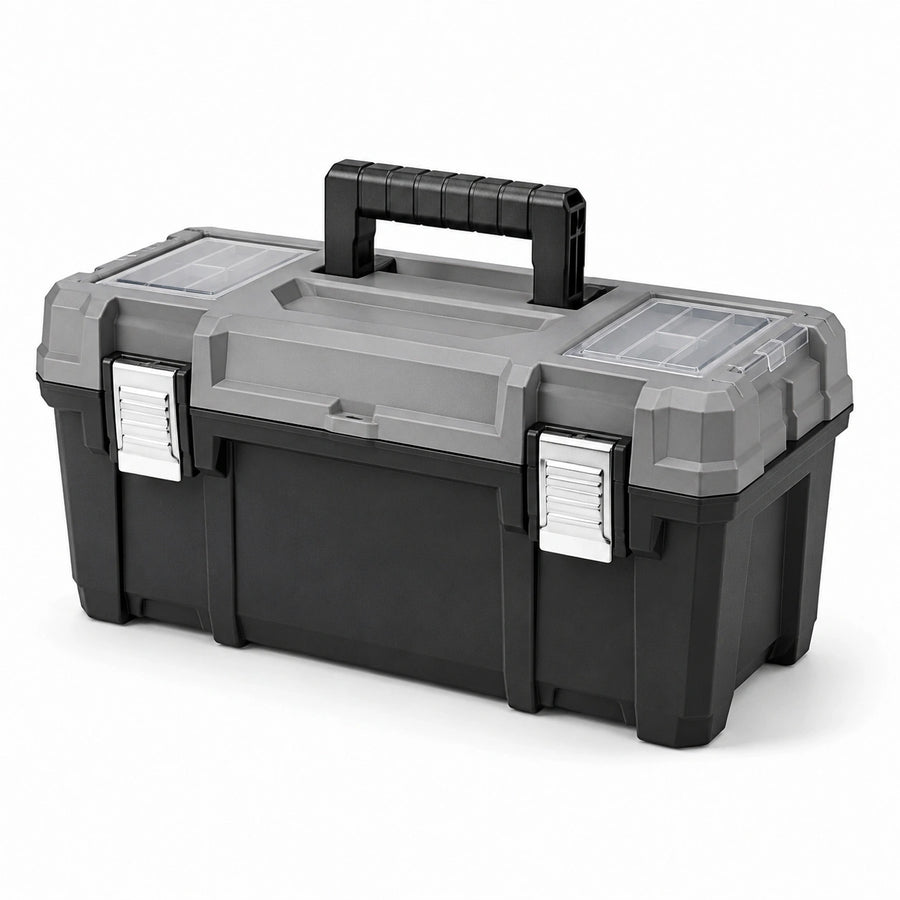Cassetta degli attrezzi in plastica nero/grigio 45x25x22 cm