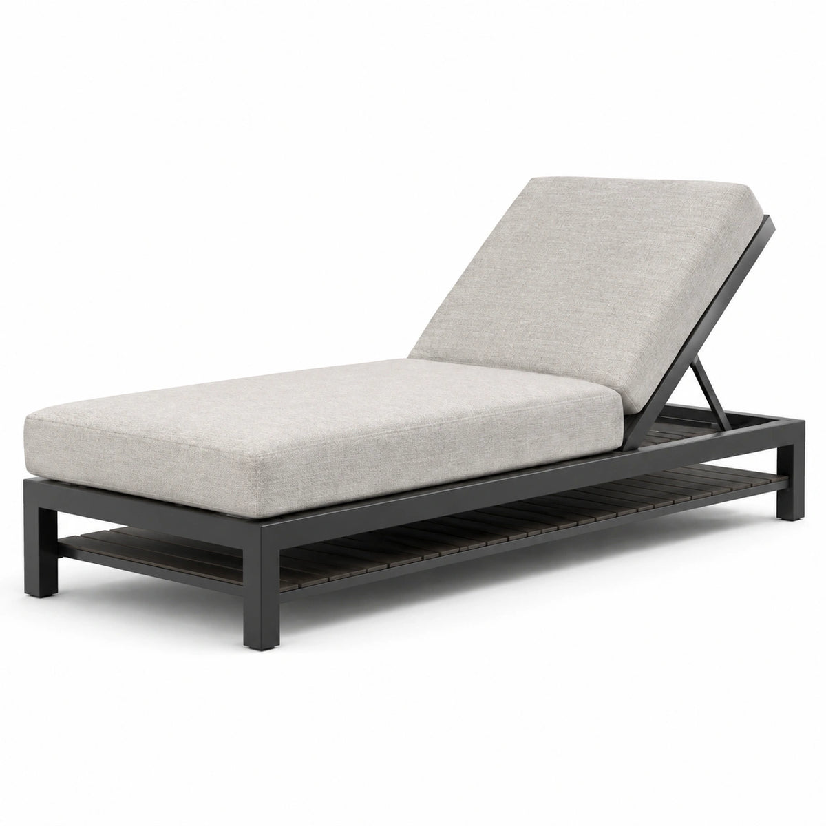 Lettino prendisole in alluminio con cuscino grigio 200x75 cm