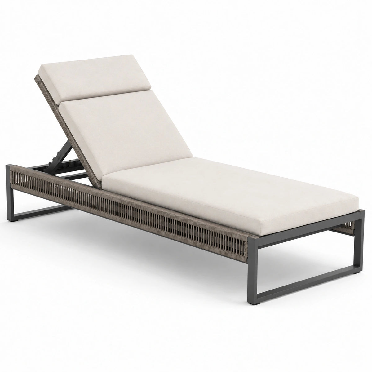 Lettino prendisole in metallo e tessuto beige 200x70x35 cm